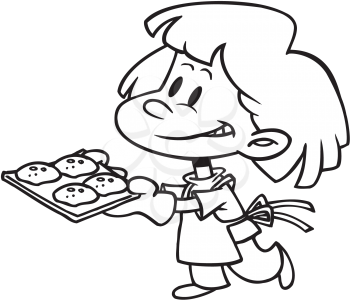 Royalty Free Clipart Image of a Girl With Muffins