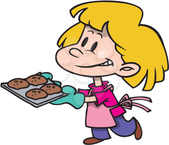 Royalty Free Clipart Image of a Girl With Muffins