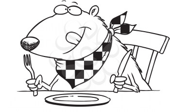Royalty Free Clipart Image of a Muskrat at a Dinner Table