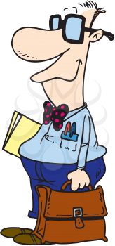 Royalty Free Clipart Image of a Nerd With a Briefcase