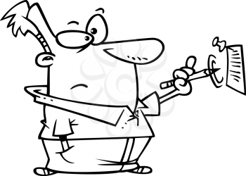 Royalty Free Clipart Image of a
Man Writing on a Posted Note