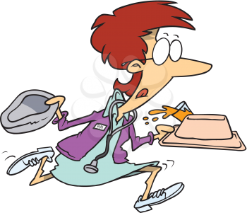 Royalty Free Clipart Image of a Nurse Running