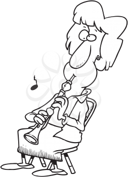 Royalty Free Clipart Image of a Woman Playing an Oboe
