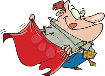 Royalty Free Clipart Image of a Man With a Red Cape