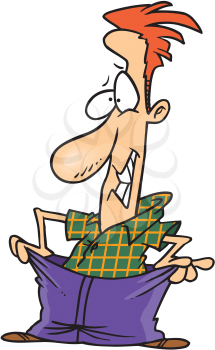 Royalty Free Clipart Image of a Man in Pants That are Too Big