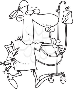 Royalty Free Clipart Image of a Patient With Needles in His Bottom