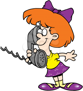 Royalty Free Clipart Image of a Little Girl on the Phone