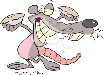 Royalty Free Clipart Image of a Rat With Pies