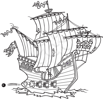 Royalty Free Clipart Image of a Pirate Ship
