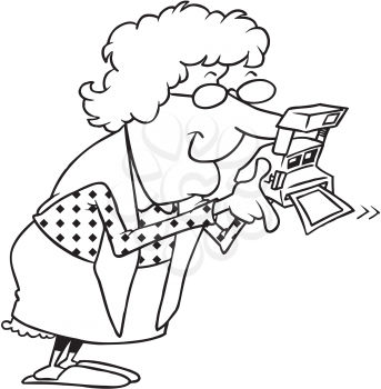 Royalty Free Clipart Image of a Grandma Taking a Picture