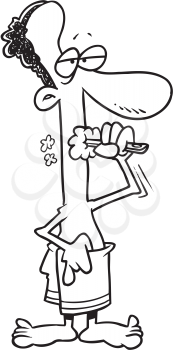 Royalty Free Clipart Image of a Man Brushing His Teeth