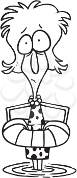 Royalty Free Clipart Image of a Woman Wearing a Life Preserver