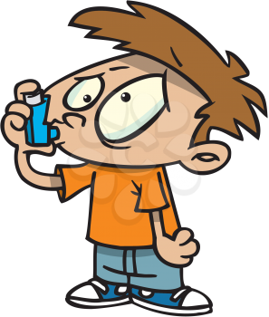 Royalty Free Clipart Image of a Boy With a Puffer