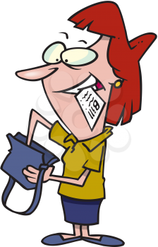 Royalty Free Clipart Image of a Woman Looking in Her Purse
