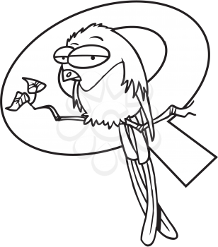 Royalty Free Clipart Image of a Bird in Front of a Q