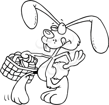 Royalty Free Clipart Image of the Easter Bunny With a Basket of Eggs