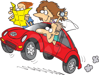 Royalty Free Clipart Image of People Riding in a Car
