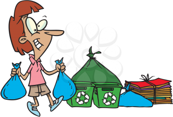 Royalty Free Clipart Image of a Woman Recycling