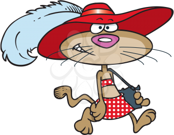 Royalty Free Clipart Image of Red Hat Cat
