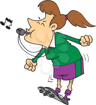 Royalty Free Clipart Image of a Referee Blowing a Whistle