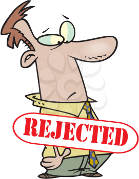Royalty Free Clipart Image of a Man With a Rejected Stamp