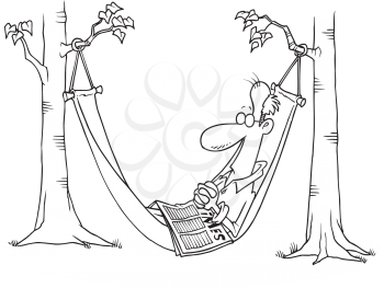 Royalty Free Clipart Image of a Man in a Hammock