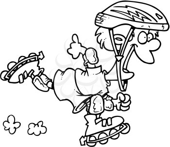 Royalty Free Clipart Image of a Roller Blading Boy