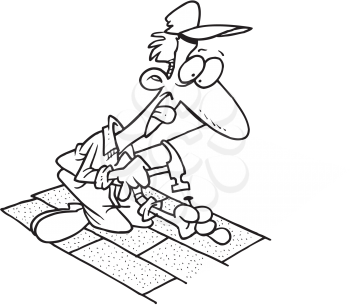 Royalty Free Clipart Image of a Man Shingling a Roof