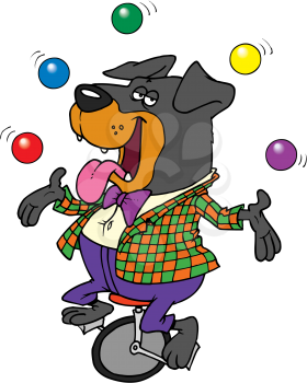 Royalty Free Clipart Image of a Juggling Dog