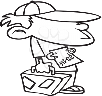 Royalty Free Clipart Image of a Boy Leaving Home
