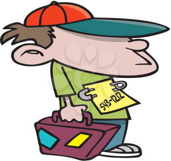 Royalty Free Clipart Image of a Boy Leaving Home