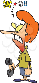Royalty Free Clipart Image of an Angry Woman on the Telephone