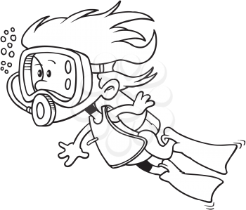 Royalty Free Clipart Image of a Snorkelling Girl