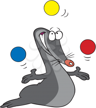 Royalty Free Clipart Image of a Juggling Seal