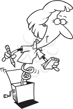 Royalty Free Clipart Image of a Secretary in a Box