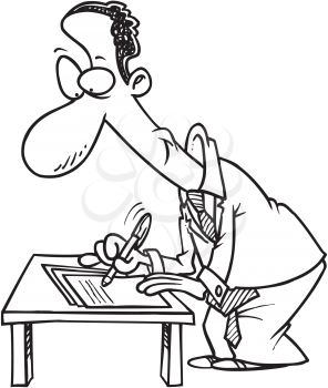 Royalty Free Clipart Image of a Man Signing a Paper
