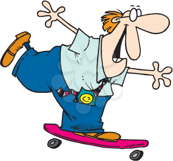 Royalty Free Clipart Image of a Businessman on a Skateboard