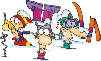 Royalty Free Clipart Image of Fallen Skiers