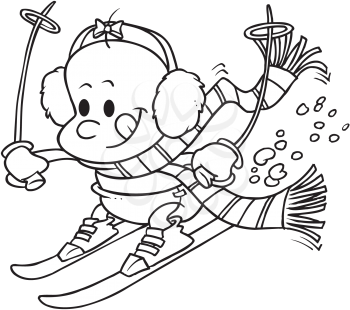 Royalty Free Clipart Image of a Skiing Baby