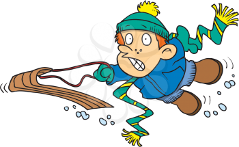 Royalty Free Clipart Image of a Boy Sledding