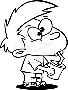 Royalty Free Clipart Image of a
Boy Drinking From Cup With Straw