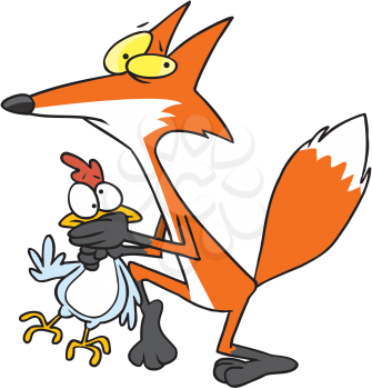 Royalty Free Clipart Image of a Fox Sneaking Off With a Chicken
