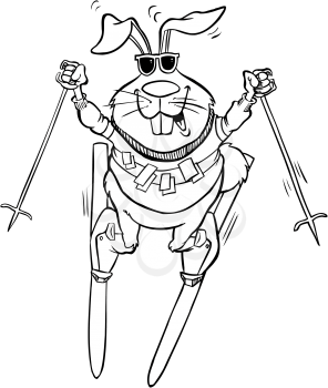 Royalty Free Clipart Image of a Skiing Rabbit