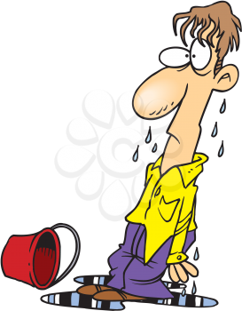 Royalty Free Clipart Image of a Wet Man