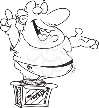 Royalty Free Clipart Image of a Man on a Soapbox