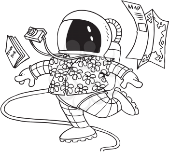 Royalty Free Clipart Image of a Space Tourist