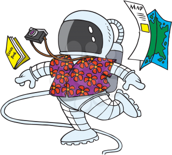 Royalty Free Clipart Image of a Space Tourist