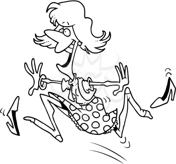 Royalty Free Clipart Image of a Woman Kicking Off Her Shoes