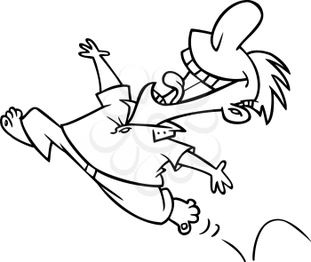 Royalty Free Clipart Image of a Male Youth Running Joyfully