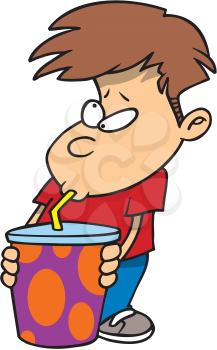 Royalty Free Clipart Image of a Boy Drinking Through a Straw